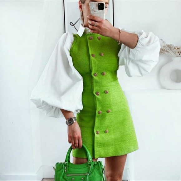 zara green tweed dress Zara Shirt Midi Dress main image 0